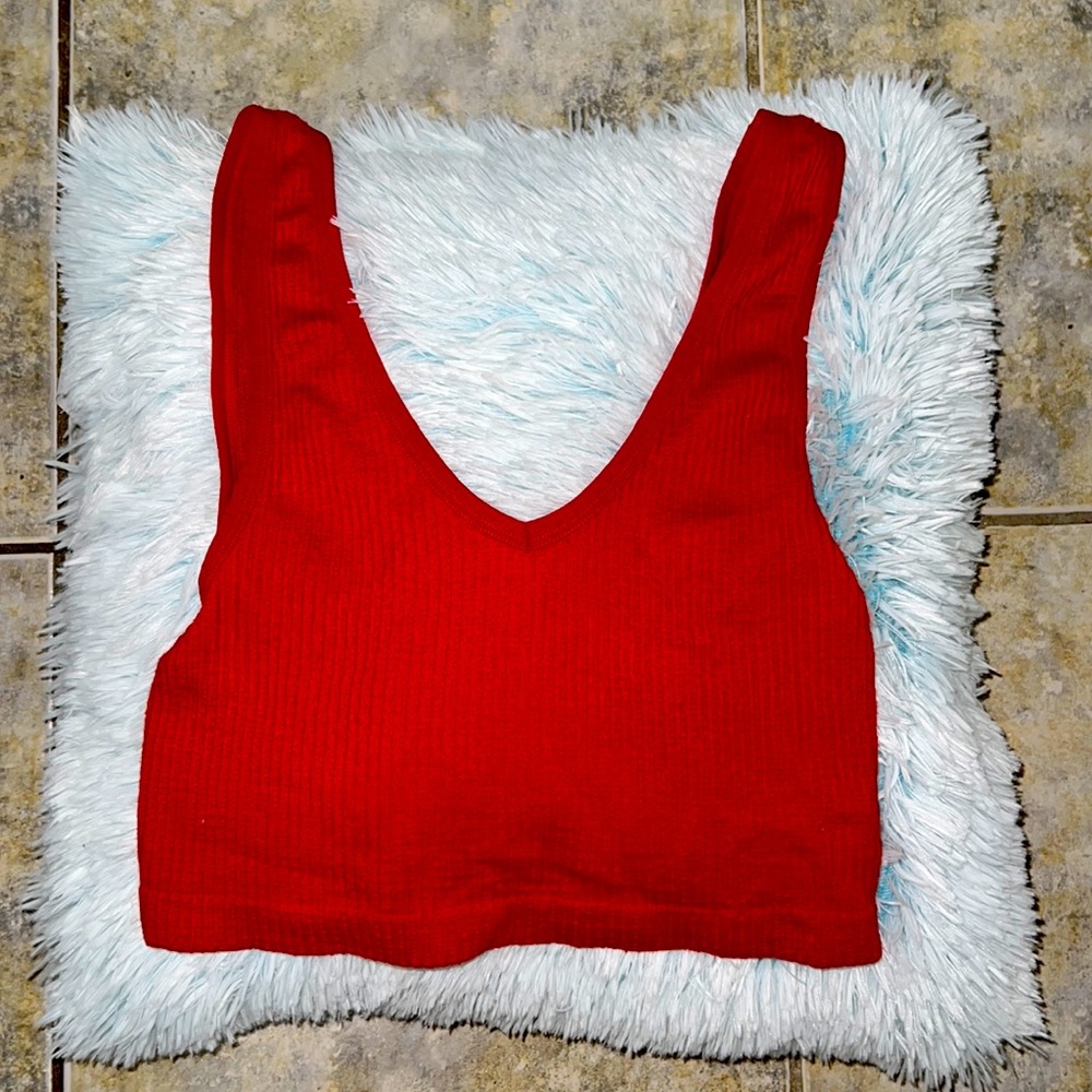 Red v line tank top